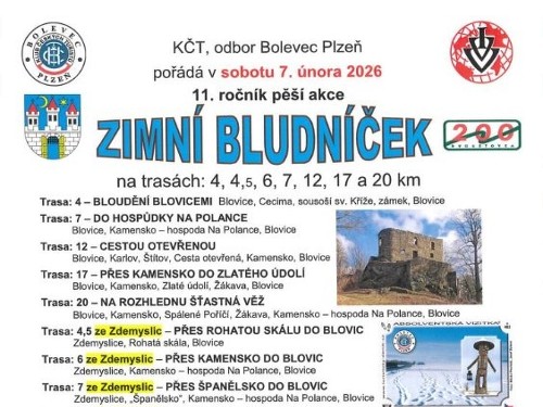 Plakát události 11. ročník pěší akce Zimní Bludníček