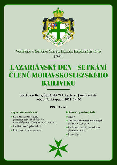Plakát události Lazariánský den – setkání členů Moravskoslezského bailiviku