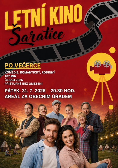 Plakát události LETNÍ KINO ŠARATICE, pátek 31. 7. 2026