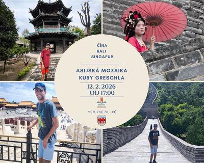 Plakát události Beseda Asijská mozaika Kuby Greschla