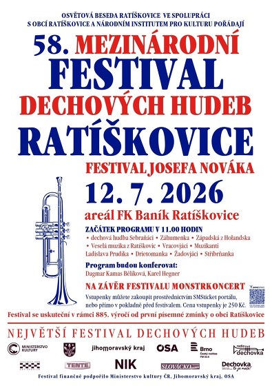 Plakát události 58. mezinárodní festival dechových hudeb Ratíškovice