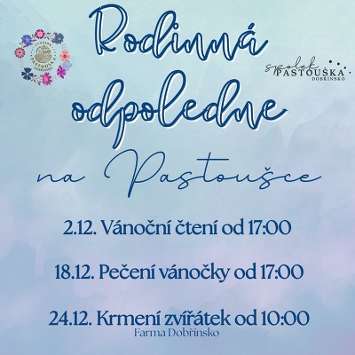 Plakát události Rodinná odpoledne na Pastoušce