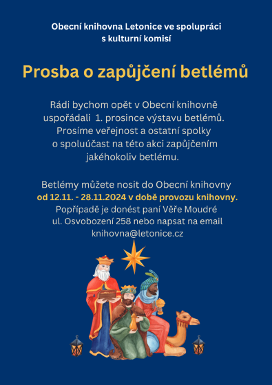 Plakát události Prosba o půjčení betlému