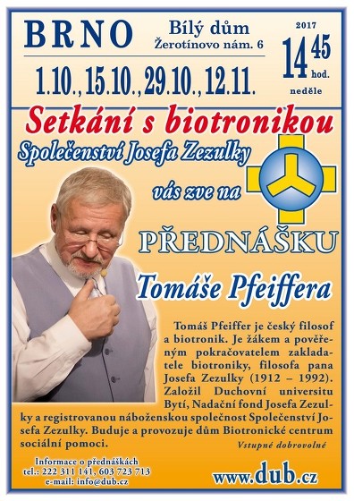 Plakát události Tomáš Pfeiffer - Setkání s biotronikou