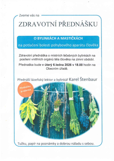 Plakát události Zdravotní přednáška, Sudice