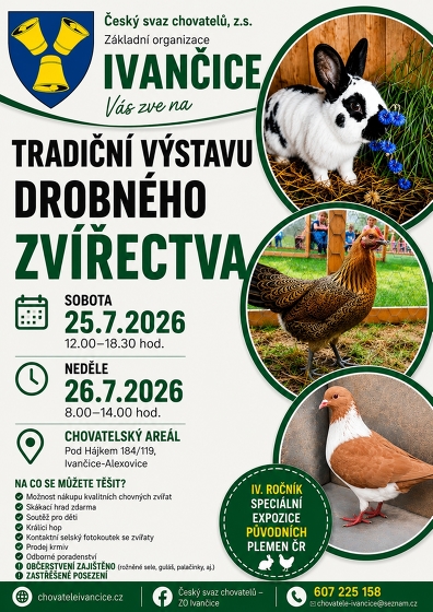 Plakát události Výstava drobných zvířat Ivančice