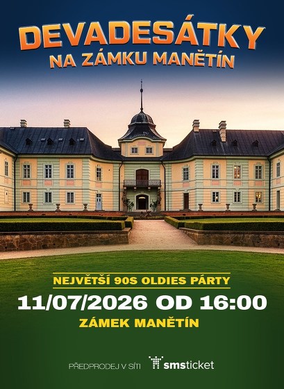 Plakát události Devadesátky na zámku Manětín