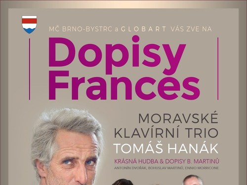 Plakát události Tomáš Hanák a Moravské klavírní trio – Dopisy Frances