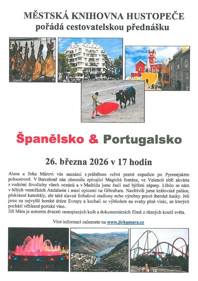 Plakát události Španělsko a Portugalsko - cestopisná přednáška manželů Márových