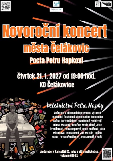 Plakát události Novoroční koncert města Čelákovic -  Pocta Petru Hapkovi