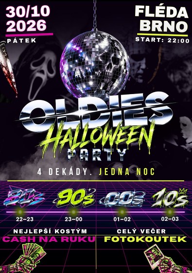 Plakát události Oldies Halloween party by EIVB & Mendelka Parties x BRNO