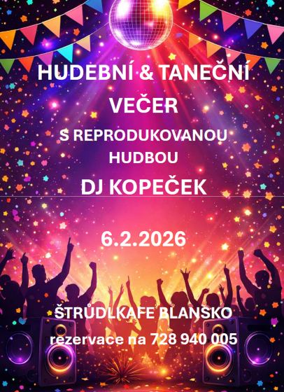 Plakát události Hudební a taneční večer DJ Kopeček