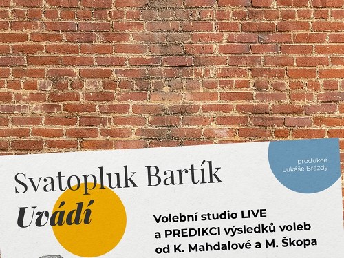 Plakát události Volební studio LIVE + PREDIKCE výsledku sněmovních voleb