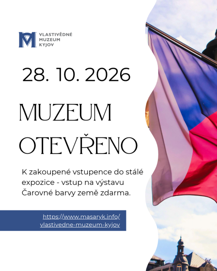 Plakát události 28. 10. 2026 Vlastivědné muzeum Kyjov otevřeno