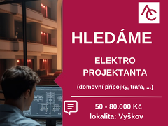 Advantage Consulting, s.r.o. nabízí práci na pozici ELEKTRO PROJEKTANT (přípojky, trafostanice) (50-80.000 Kč) v obci Vyškov