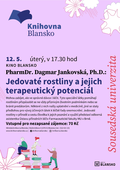 Plakát události PharmDr. Dagmar Jankovská, Ph.D.: Jedovaté rostliny a jejich terapeutický potenciál