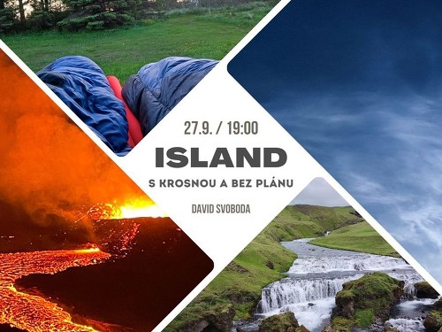 Plakát události Island s krosnou a bez plánu