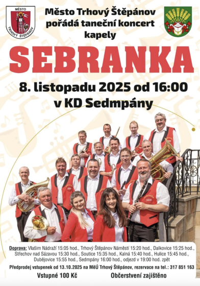 Plakát události Taneční koncert kapely Sebranka v KD Sedmpány