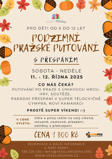 Plakát události Podzimní výlet pro děti s přespáním