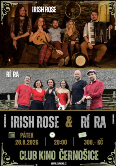 Plakát události Irský večer v Černošicích: Irish Rose & Rí Ra