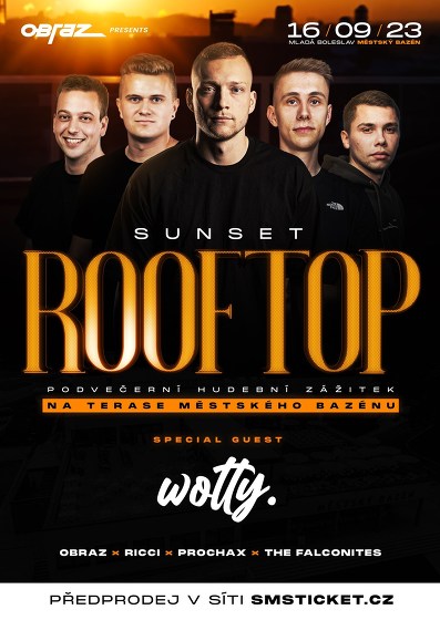 Plakát události SUNSET ROOFTOP vol. 2 /w WOTTY, THE FALCONITES, OBRAZ & more