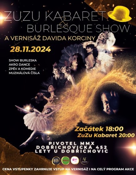 Plakát události ZuZu Kabaret & vernisáž fotografa Davida Korciny