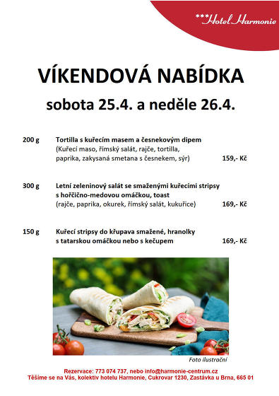 Plakát události Víkendová nabídka menu