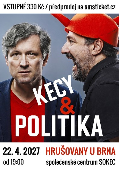 Plakát události KECY & POLITIKA – Bohumil Pečinka a Petros Michopulos