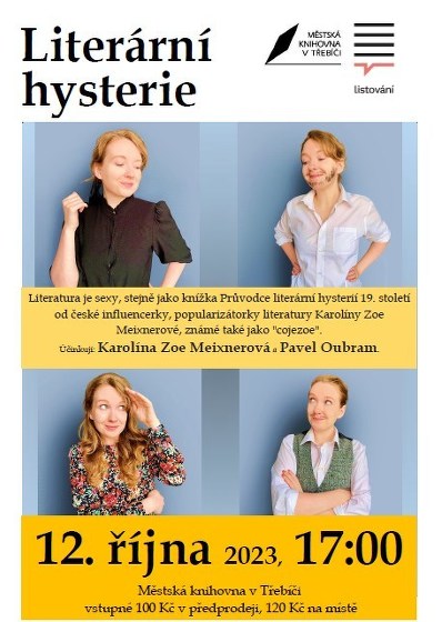 Plakát události LiStOVáNí: Literární hysterie / Karolína Zoe Meixnerová