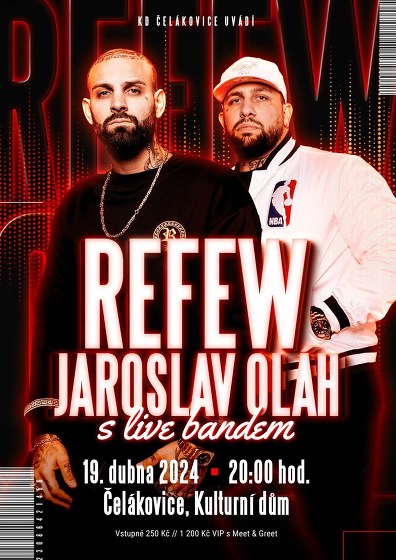 Plakát události Refew a Jaroslav Oláh s live bandem