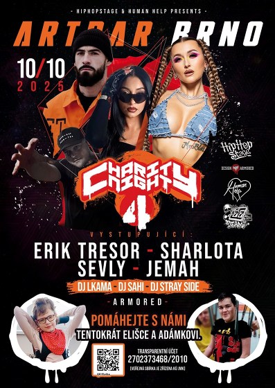 Plakát události Charity Night 4 / Sharlota / Erik Tresor / Jemah / Sevly