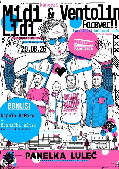 Plakát události Midi Lidi & Ventolin Forever ! ! ! na Panelce