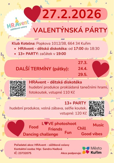 Plakát události VALENTÝNSKÁ HRAvent - dětská diskotéka