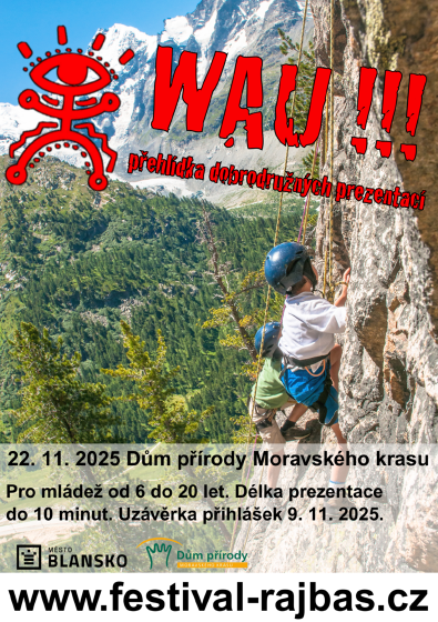 Plakát události WAU!!! přehlídka dobrodružných prezentací