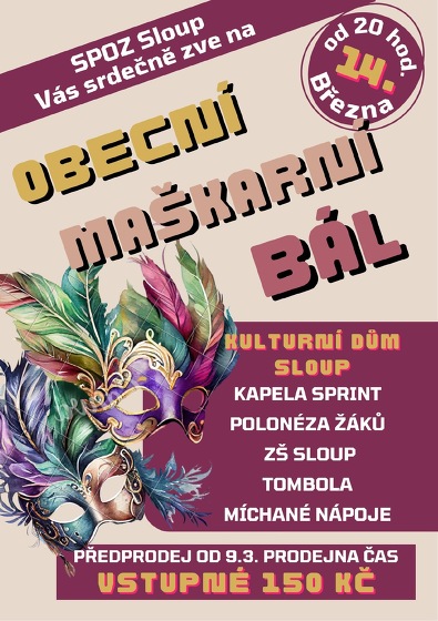 Plakát události Obecní maškarní bál