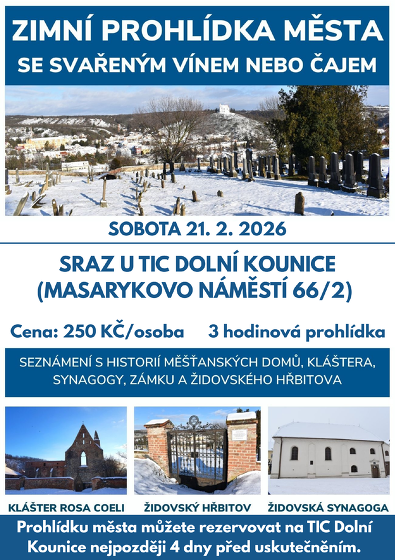 Plakát události Zimní prohlídka města Dolní Kounice