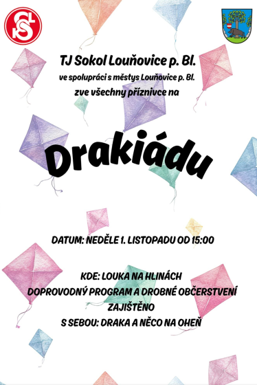 Plakát události Drakiáda v Louňovicích p. Bl.