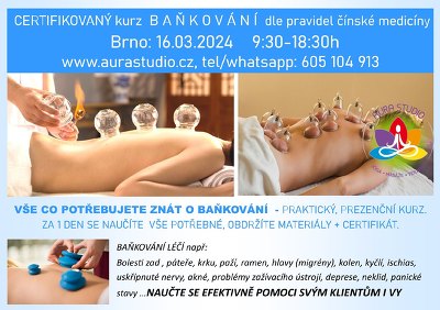 Plakát události certifikovaný kurz BAŇKOVÁNÍ - Brno 16.03.2024