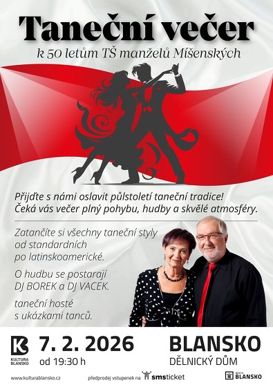 Plakát události Taneční večer k 50 letům TŠ manželů Míšenských