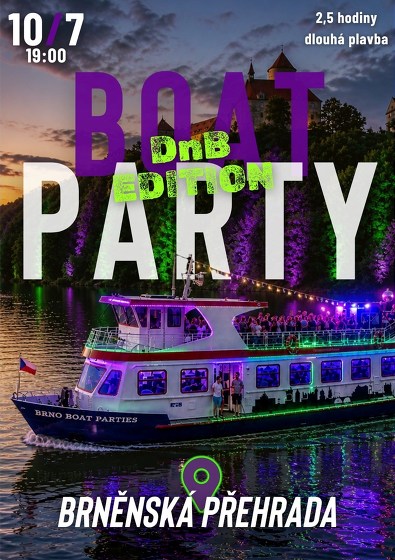 Plakát události Boat party x Brněnská přehrada x DnB edition