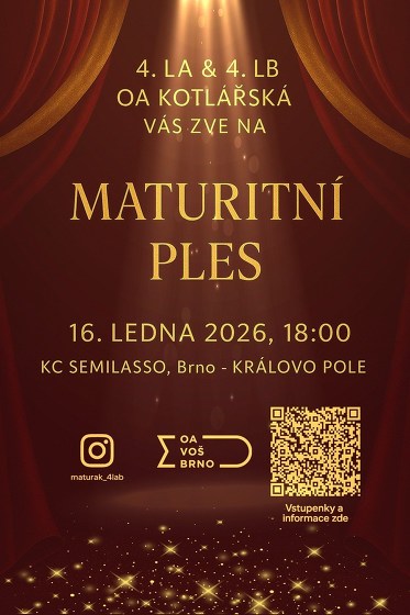 Plakát události Maturitní ples 4.LAB, OA Kotlářská