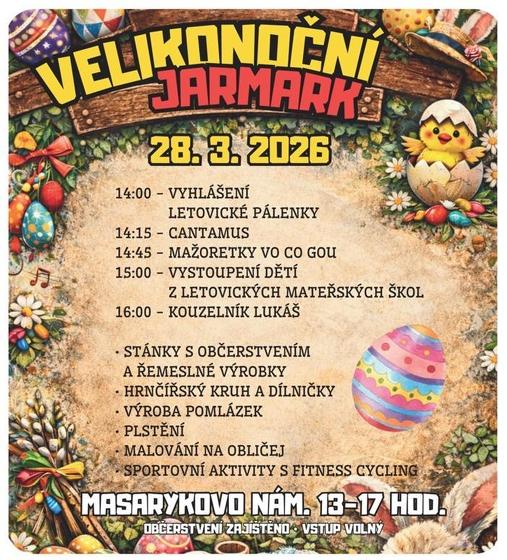 Plakát události Velikonoční jarmark na Masarykově náměstí, Letovice