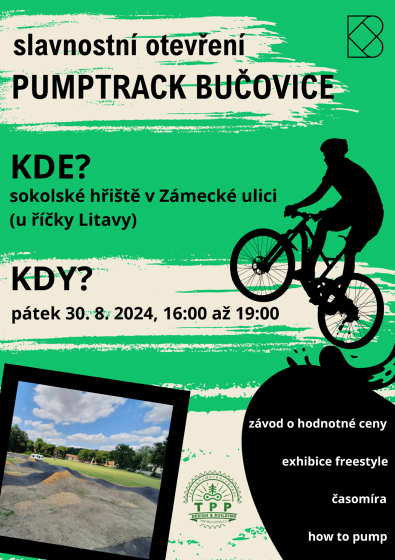 Plakát události Slavnostní otevření Pumptrack Bučovice