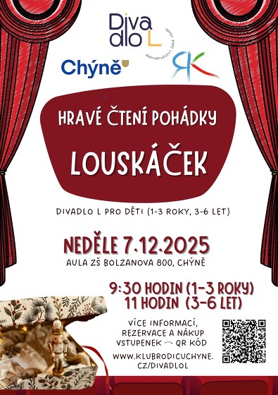 Plakát události Hravé čtení pohádky Louskáček (Divadlo L)
