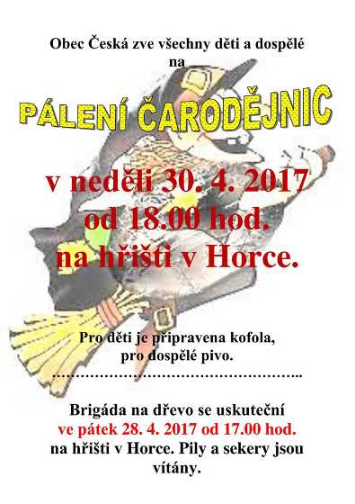 Plakát události Pálení čarodějnic