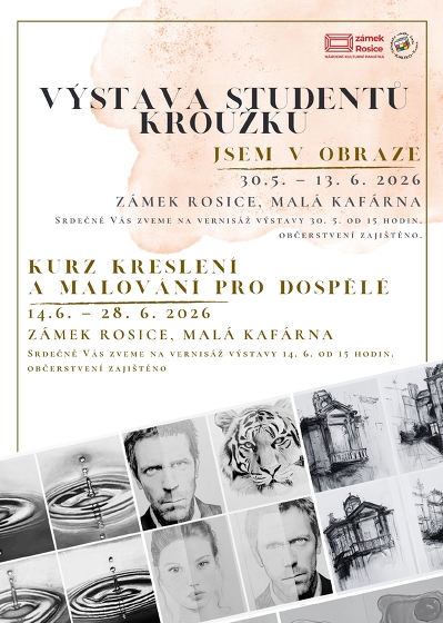 Plakát události Výstava kroužků Jsem v obraze a Kurz kreslení pro dospělé