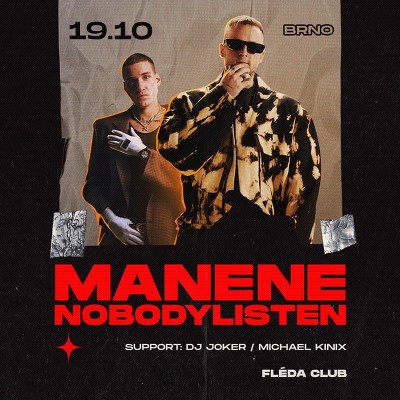 Plakát události MANENE & NobodyListen na Flédě