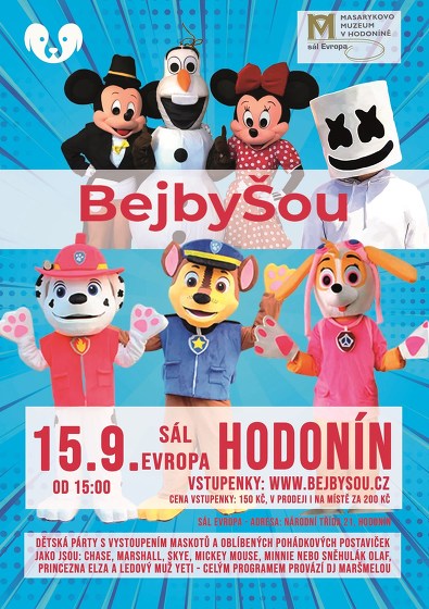 Plakát události BEJBYŠOU - dětská diskopárty s vystoupením maskotů