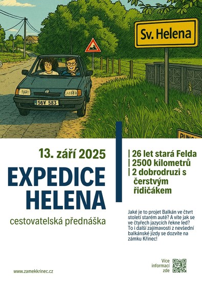 Plakát události Expedice Helena | cestovatelská přednáška na zámku Křinec
