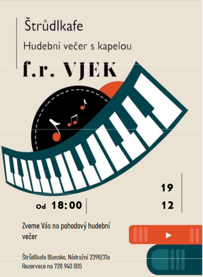 Plakát události Hudební a taneční večer – kapela F.R.VJEK